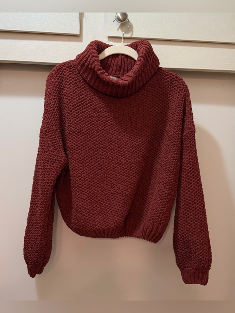 Urban Outfitters Chunky Knit Turtleneck Sweater Brick Red Rust Size S